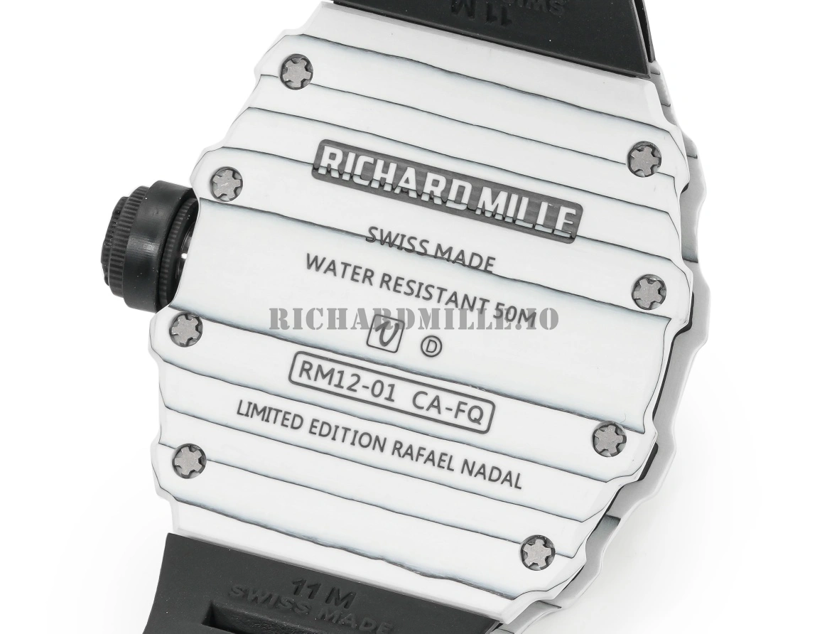 Richard Mille RM 12-01 Tourbillon Skeleton Carbon Case Super Clone Men's Watch - Back View
