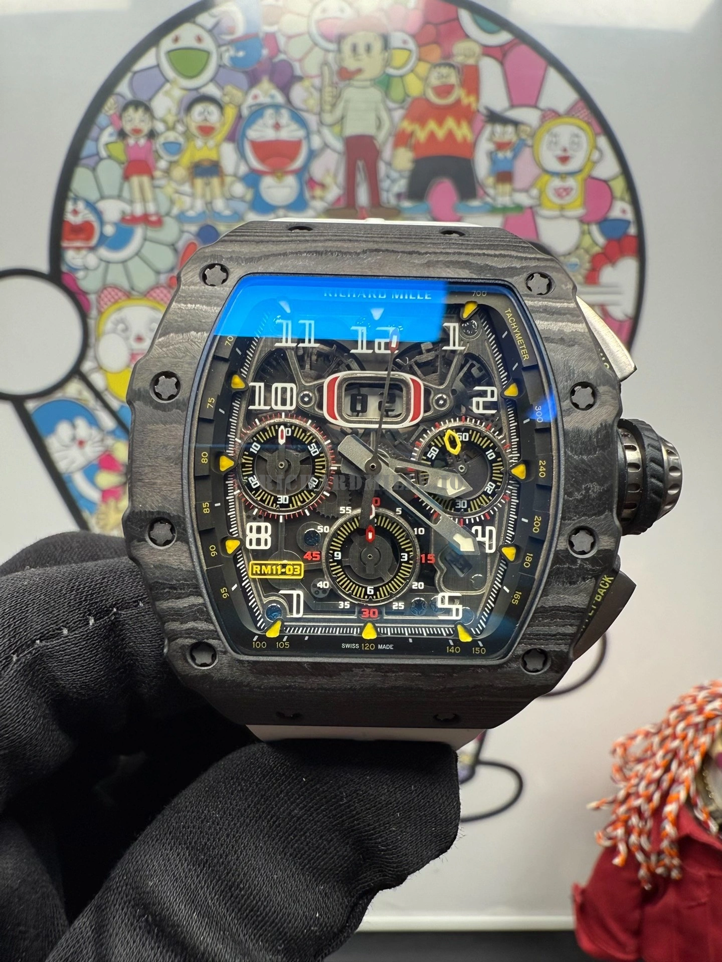 Richard Mille RM 11-03 Super Clone Flyback Chronograph Black Carbon Case - Dial Detail 1
