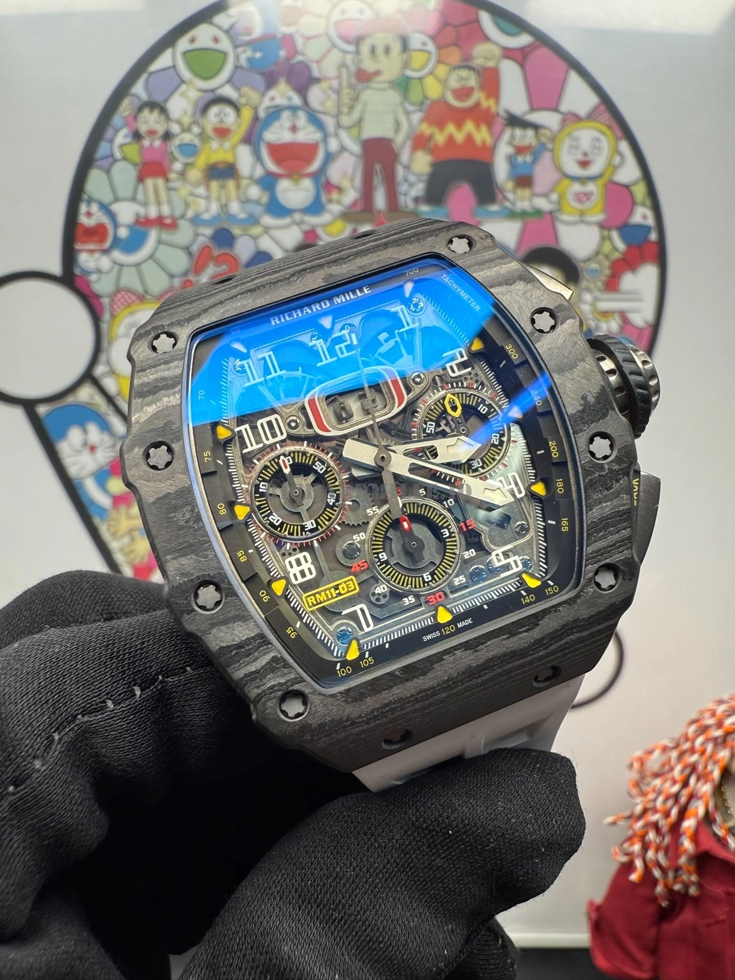 Richard Mille RM 11-03 Super Clone Flyback Chronograph Black Carbon Case - Front View
