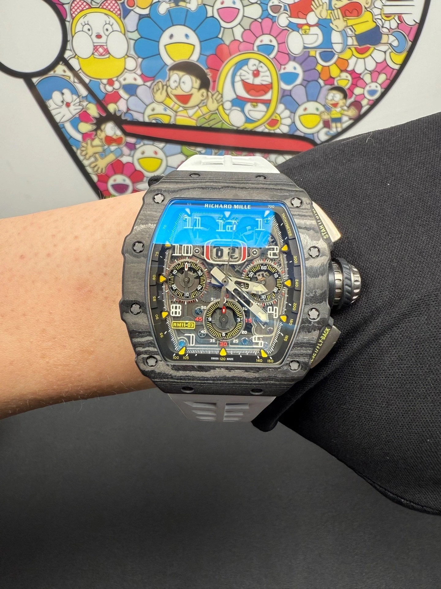 Richard Mille RM 11-03 Super Clone Flyback Chronograph Black Carbon Case - Wearing 2
