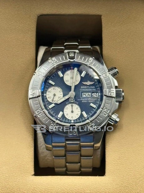 Breitling SuperOcean A13340 Replica 42mm Black Dial Chronograph Watch with 904L Steel Bracelet & Swiss Clone Movement Front View