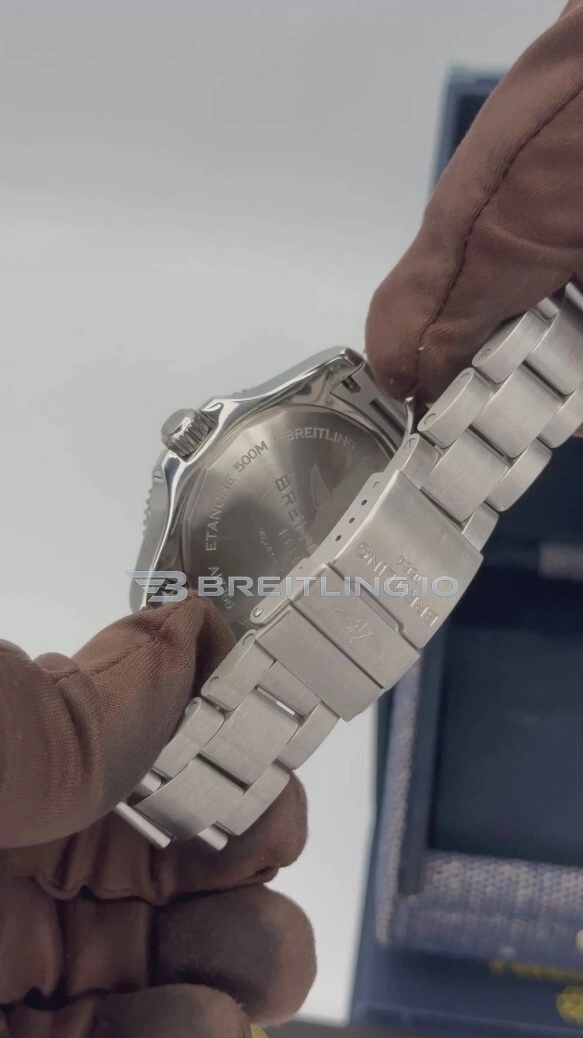 Breitling Superocean Automatic 42 Replica A17366D81C1A1 Blue Dial Swiss Clone Movement 904L Stainless Steel Diver Watch Back View