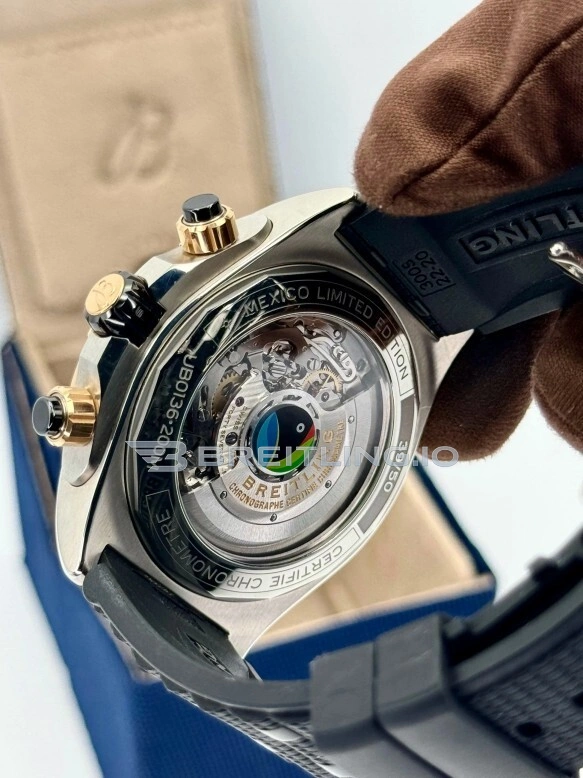 Swiss Breitling Chronomat UB0136251L1S1 Replica 44mm Chronograph With Green Dial And Black Rubber Strap Back View