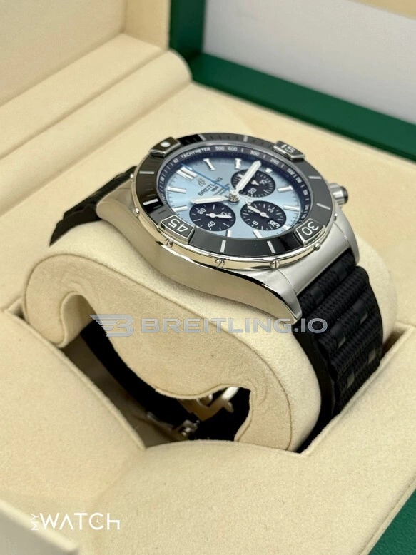 Replica Breitling Super Chronomat B01 44 PB01362 – Blue Dial Chronograph with Black Ceramic Bezel Side View 1