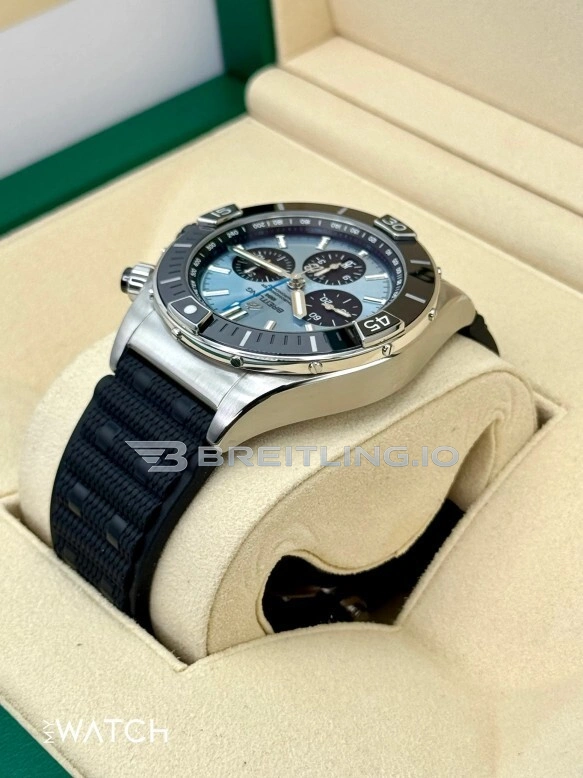 Replica Breitling Super Chronomat B01 44 PB01362 – Blue Dial Chronograph with Black Ceramic Bezel Side View 2