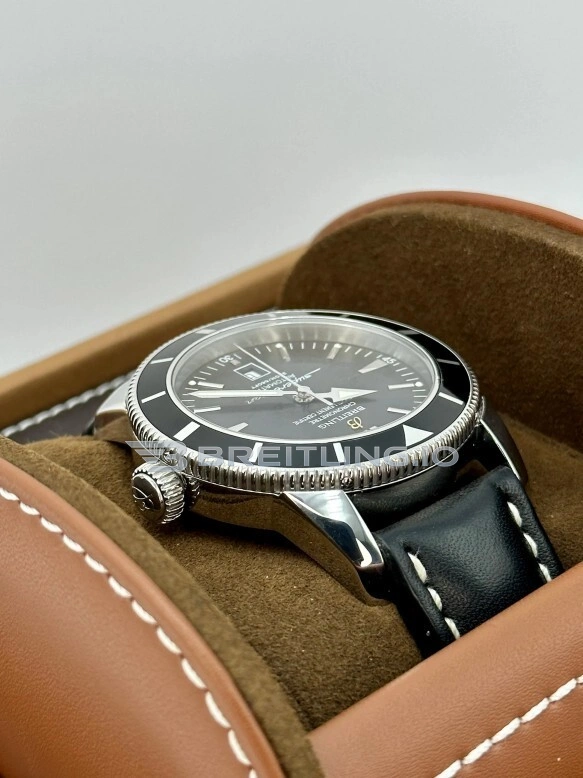 Swiss Breitling Superocean Heritage A17320 Replica 46mm Watch Black Dial & Black Ceramic Bezel Dial Detail 1