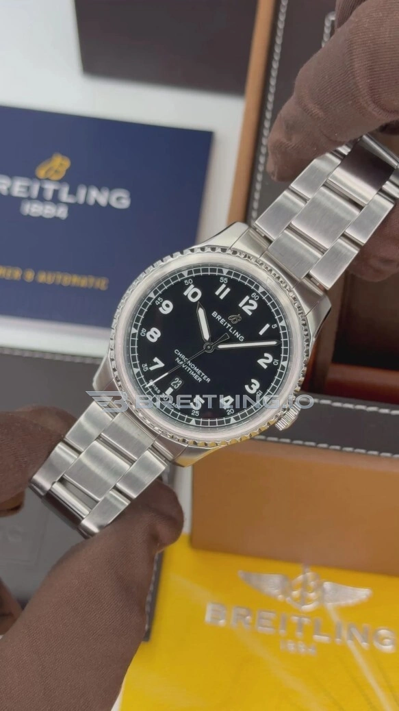Luxury Breitling Navitimer A17314101B1A1 Replica 41mm Black Dial Watch with 904L Stainless Steel Case Swiss Movement Side View
