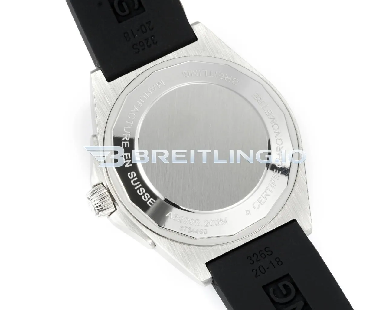 Breitling Chronomat GMT 40 P32398101C1S1 Ice Blue Dial Silver Bezel Black Rubber Strap 2836 Dual-Time Zone Replica Back View