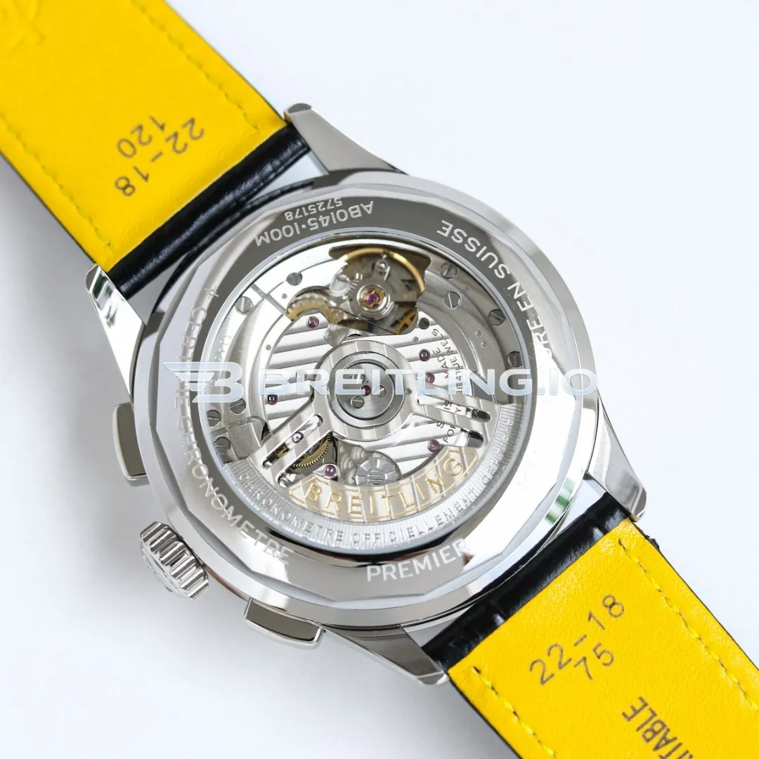 Breitling Premier AB0145221B1P2 B01 Chronograph Black Dial Silver Bezel Cal.B01 Movement 42mm Replica Back View
