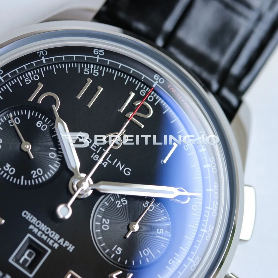 Breitling Premier AB0145221B1P2 B01 Chronograph Black Dial Silver Bezel Cal.B01 Movement 42mm Replica Dial Detail 1