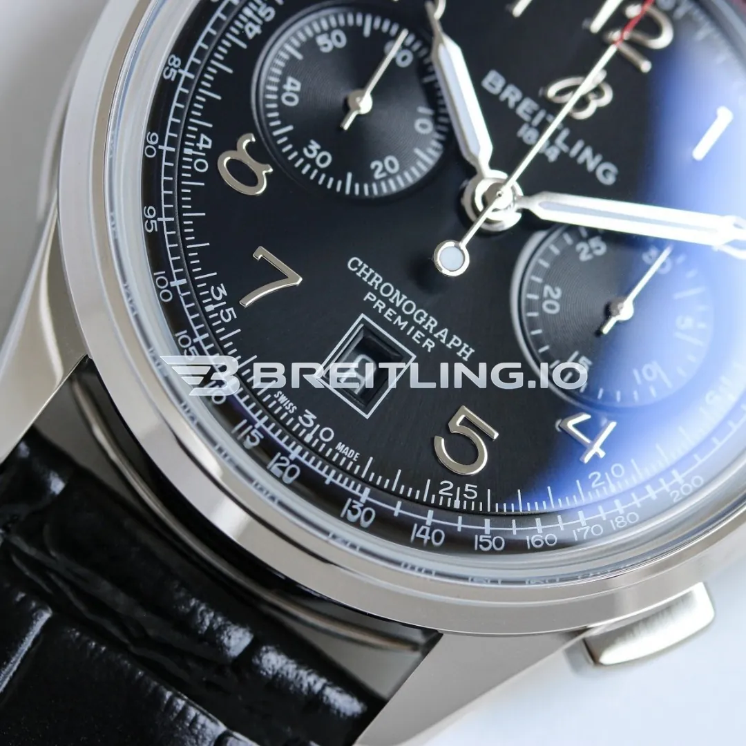 Breitling Premier AB0145221B1P2 B01 Chronograph Black Dial Silver Bezel Cal.B01 Movement 42mm Replica Dial Detail 2