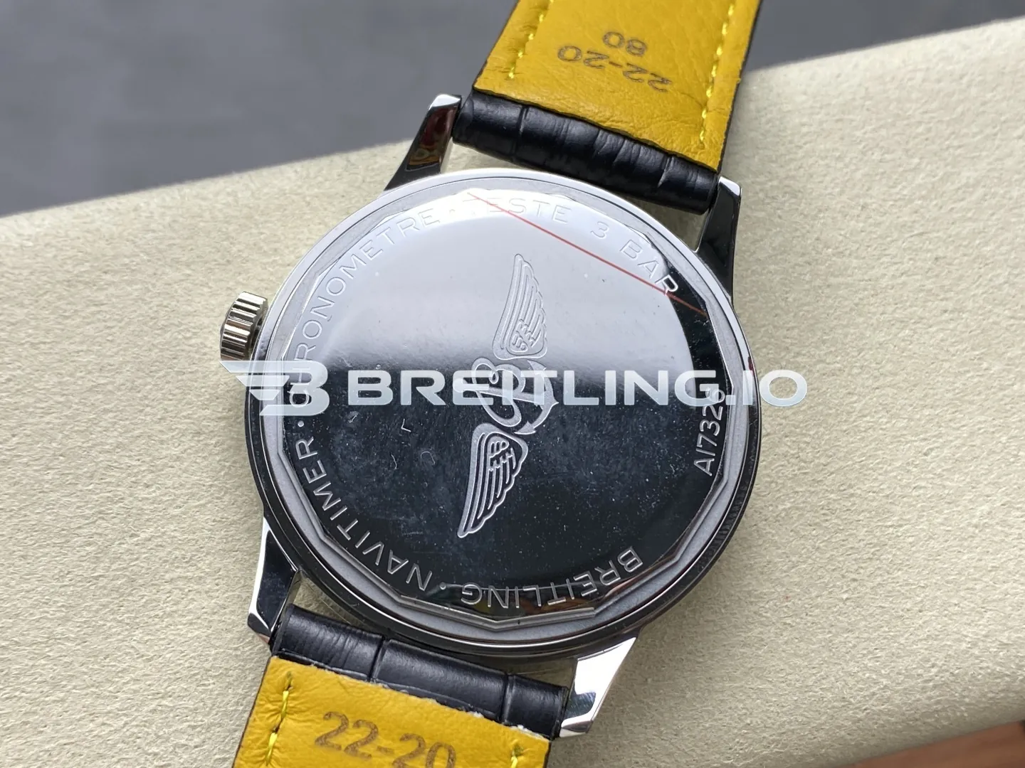 Breitling Navitimer A17326211B1P1 Black Dial White Outer Scale Silver Beaded Bezel Black Leather Strap 41mm 2824 Automatic Replica Back View