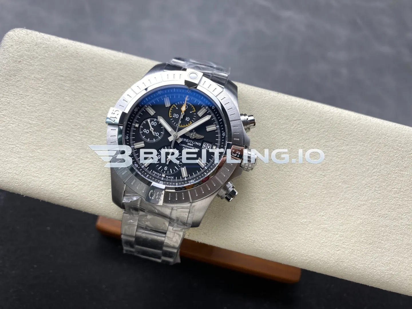 Breitling Avenger A13317101B1X1 45mm Black Dial Silver Bezel Stainless Steel Bracelet 7750 Automatic Replica Side View 2