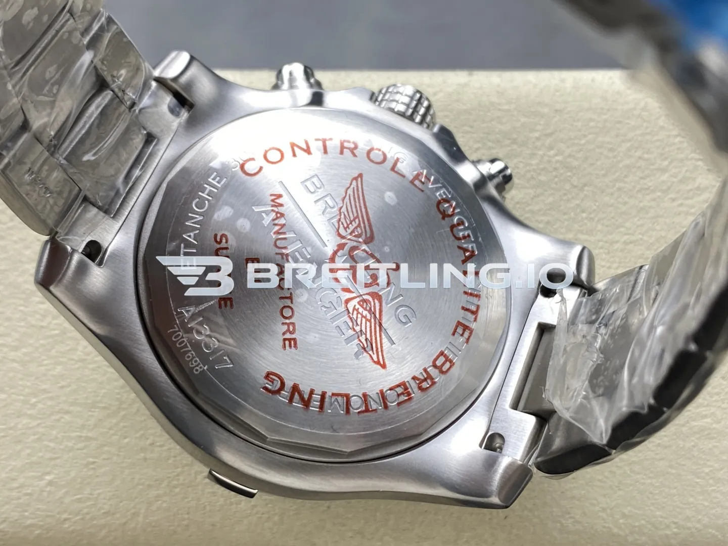 Breitling Avenger A13317101B1X1 45mm Black Dial Silver Bezel Stainless Steel Bracelet 7750 Automatic Replica Back View