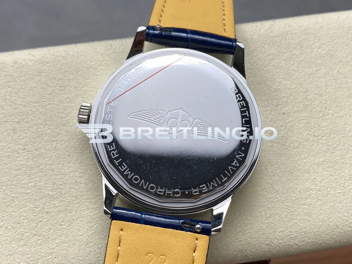 Breitling Navitimer A17325211C1P3 Blue Dial White Outer Scale Silver Beaded Bezel Blue Leather Strap 41mm 2824 Automatic Replica Back View