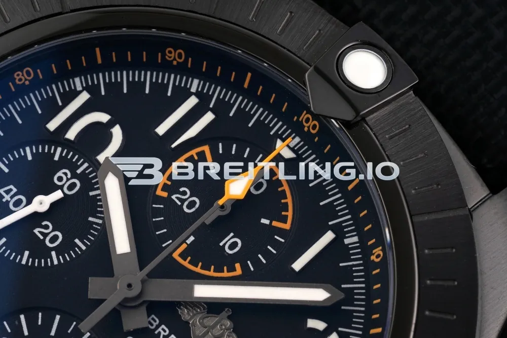 Breitling Avenger V13317101B1X2 Chronograph 45mm Black Dial Black DLC Case Black Fabric Strap 7750 Automatic Replica Dial Detail 2