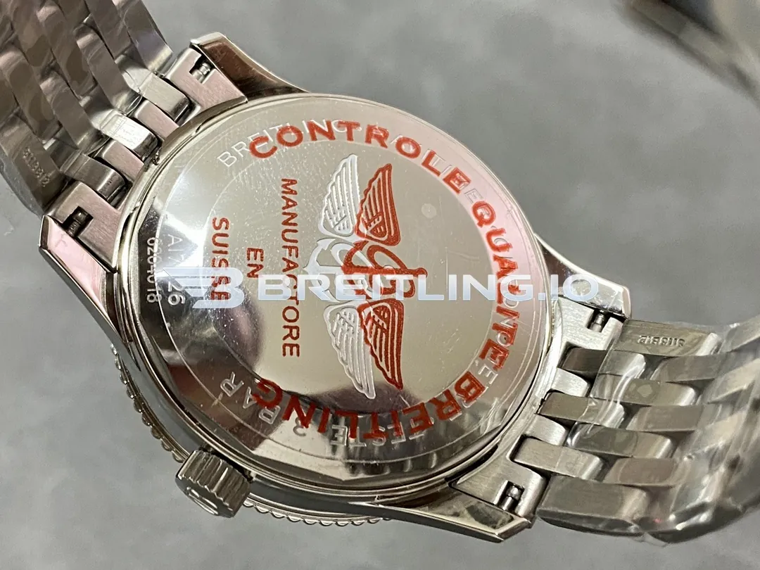 Breitling Navitimer A17326361L1A1 41mm Deep Green Sunburst Dial Silver Beaded Bezel Stainless Steel Bracelet 2824 Automatic Replica Back View