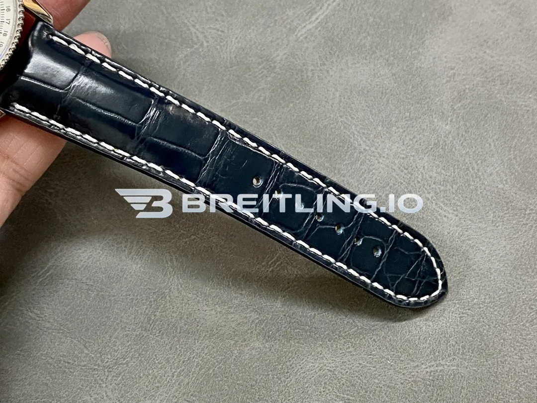 Breitling Navitimer A173263A1G1P1 41mm Cream Dial Silver Beaded Bezel Blue Indexes Blue Leather Strap 2824 Automatic Replica Strap
