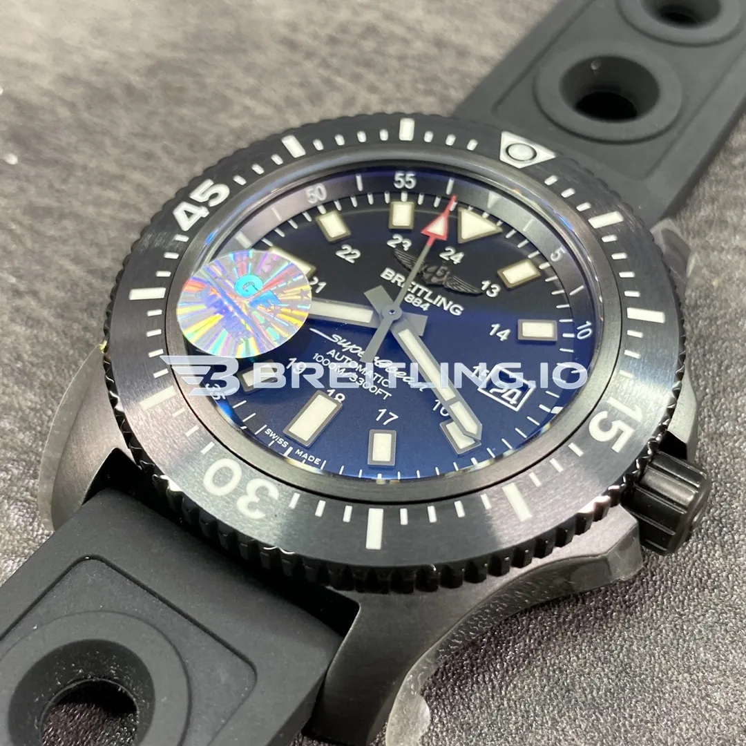 Breitling Superocean M17393131B1S1 44mm Black Dial Black PVD Coated Steel Case Black Rubber Strap 2824 Automatic Replica Side View 2