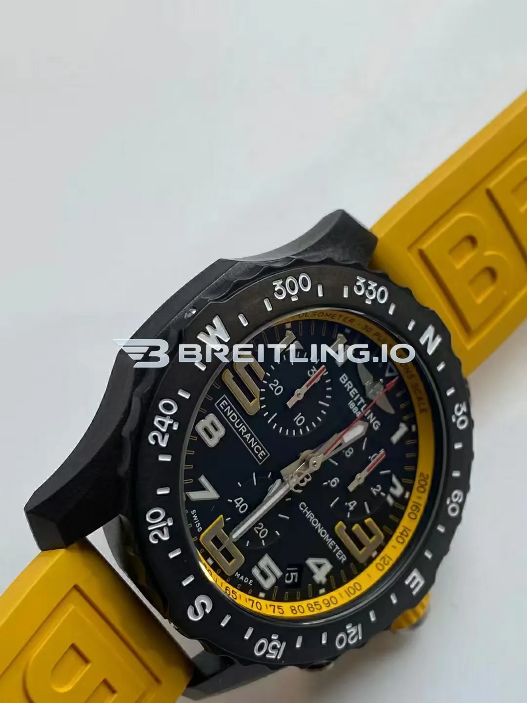 Breitling Endurance Pro Chronometer X82310A41B1S1 44mm Black Dial Black Breitlight Case Yellow Rubber Strap Replica Left View 2