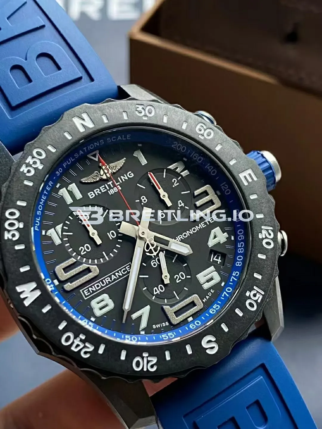 Breitling Endurance Pro Chronometer X82310D51B1S2 44mm Navy Blue Dial Black Breitlight Case Blue Rubber Strap Replica Side View 1