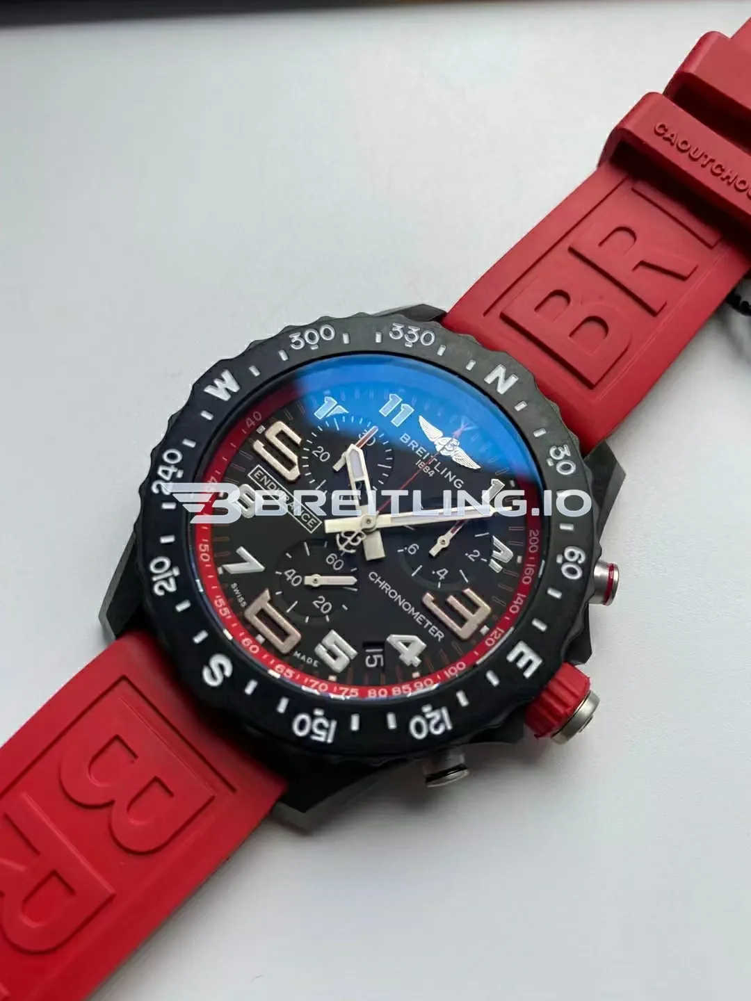 Breitling Endurance Pro Chronometer X82310D91B1S1 44mm Black Dial Black Breitlight Case Red Rubber Strap Replica Dial Detail 3