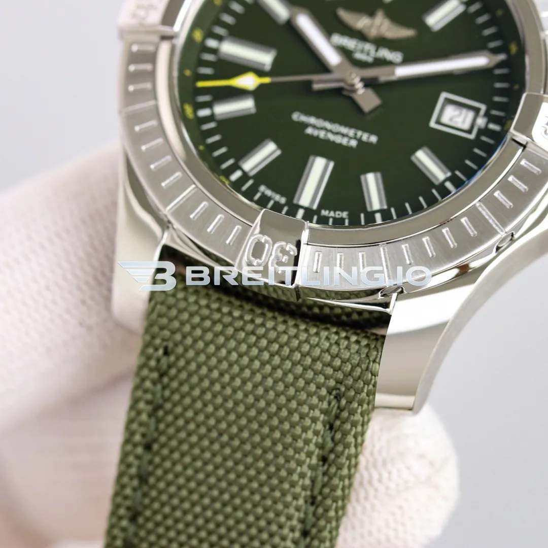 Breitling Avenger A17318101L1X1 43mm Military Green Dial Silver Grooved Bezel GMT 2824 Movement Replica Dial Detail 2