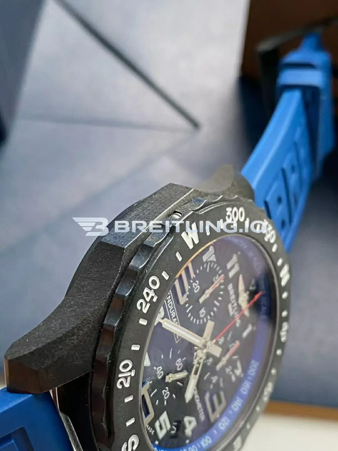 Breitling Endurance Pro Chronometer X82310D51B1S2 44mm Navy Blue Dial Black Breitlight Case Blue Rubber Strap Replica Left View