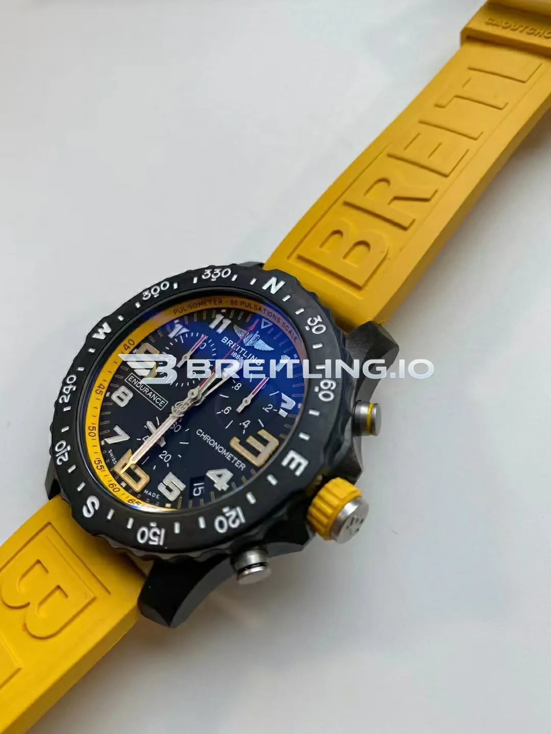 Breitling Endurance Pro Chronometer X82310A41B1S1 44mm Black Dial Black Breitlight Case Yellow Rubber Strap Replica Dial Detail 2