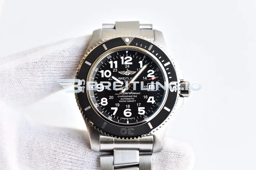 Breitling Superocean II A17392D71B1A1 44mm Black Dial Black Unidirectional Rotating Bezel Asia 2824 Automatic Super Clone Front View