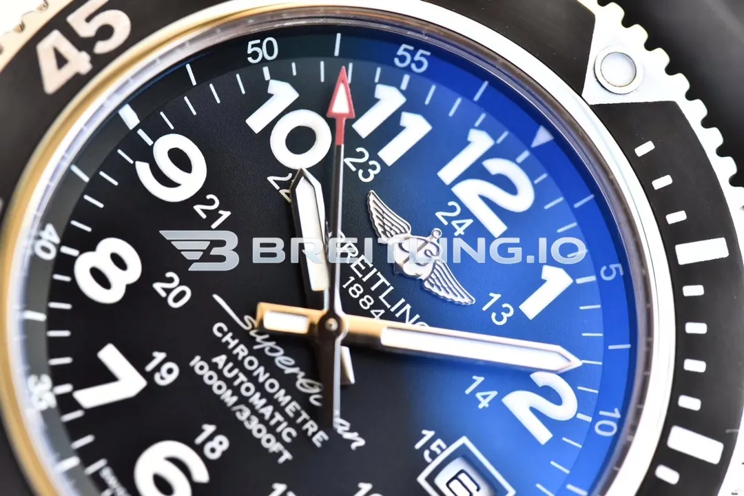 Breitling Superocean II A17392D71B1A1 44mm Black Dial Black Unidirectional Rotating Bezel Black Rubber Strap Asia 2824 Automatic Replica Dial Detail 1