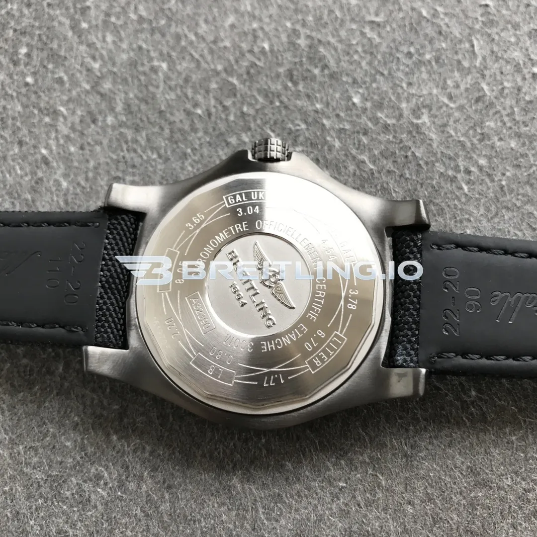 Breitling Avenger GMT A32390111B1W1 45mm Black Dial Brushed Stainless Steel Bezel Black Fabric Strap Asia-2836 Automatic Replica Back View