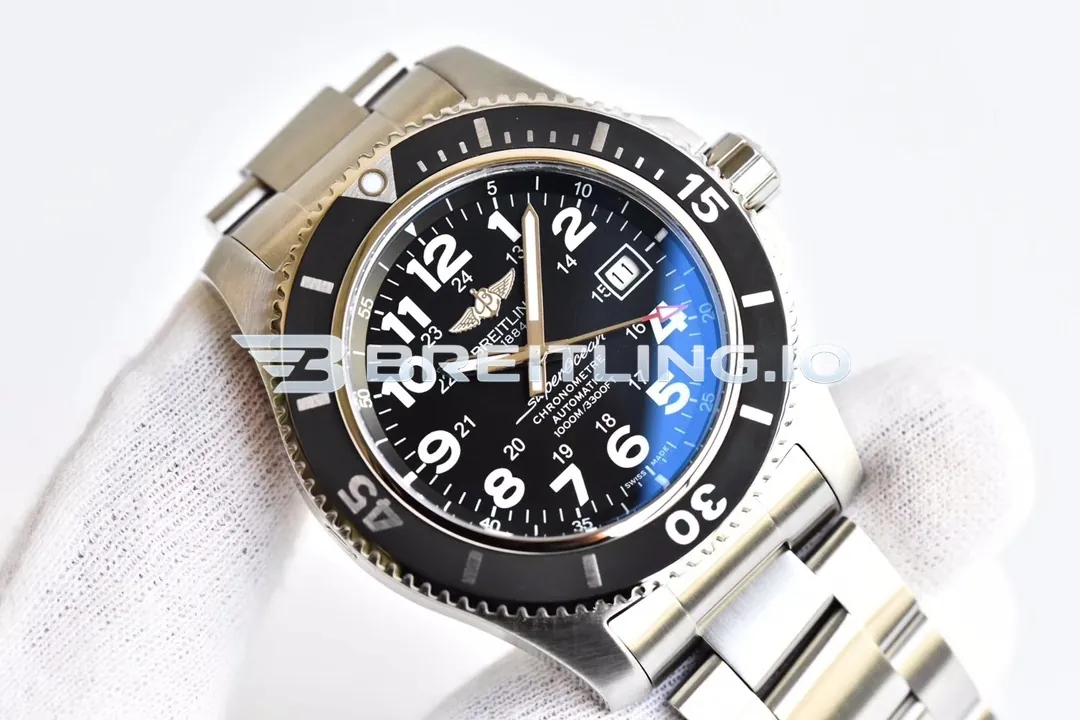 Breitling Superocean II A17392D71B1A1 44mm Black Dial Black Unidirectional Rotating Bezel Asia 2824 Automatic Super Clone Side View 1