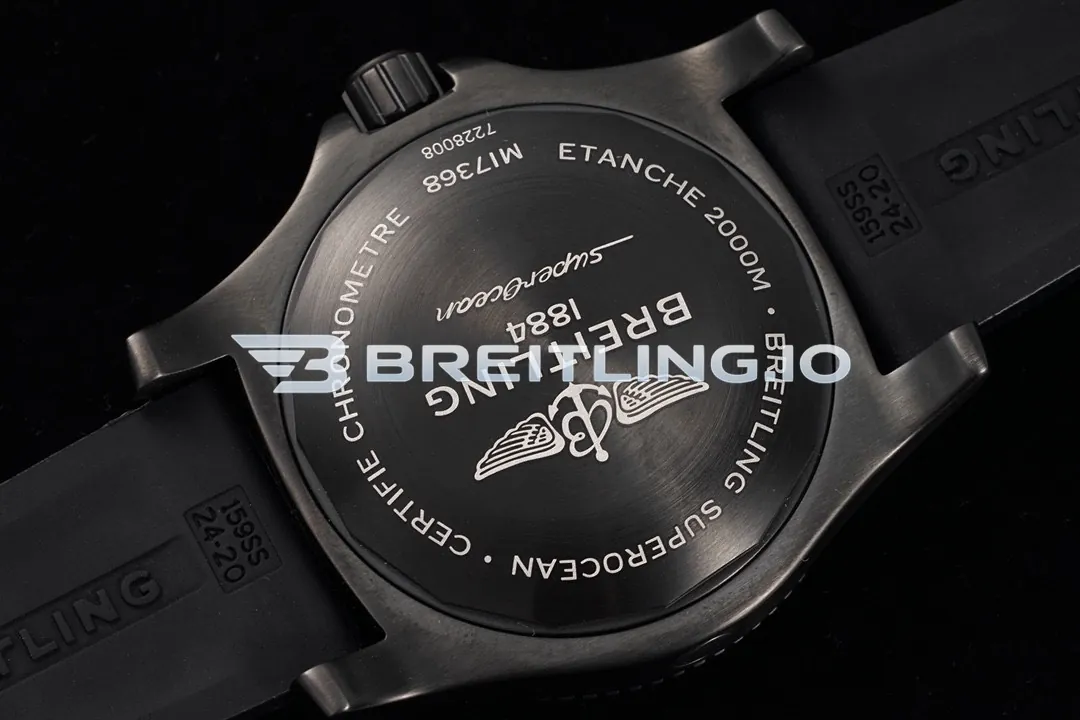 Breitling Superocean M17368D71I1S2 46mm Yellow Dial Black DLC-Coated Stainless Steel Case 2824 Automatic Replica Back View