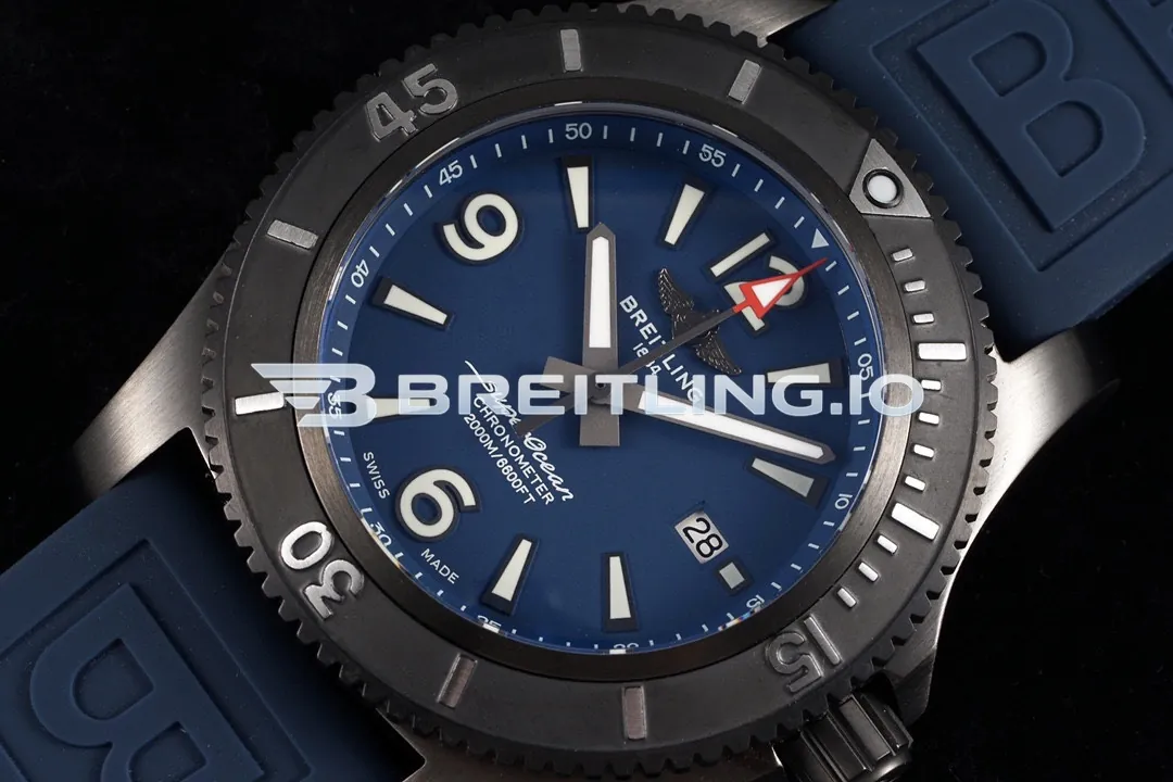 Breitling Superocean M17368D71C1S1 46mm Blue Dial Black DLC-Coated Stainless Steel Bezel 2824 Automatic Super Clone Dial Detail 1