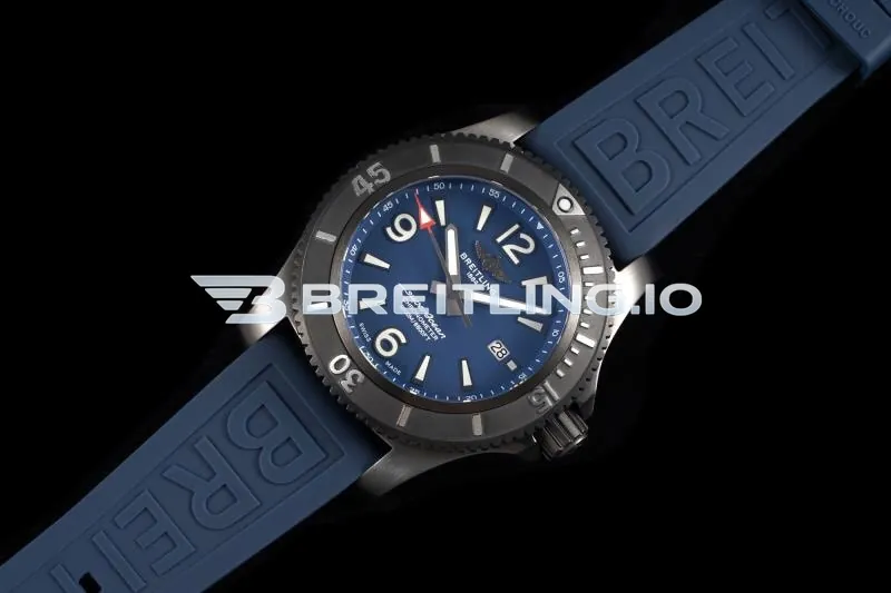 Breitling Superocean M17368D71C1S1 46mm Blue Dial Black DLC-Coated Stainless Steel Bezel 2824 Automatic Super Clone Side View