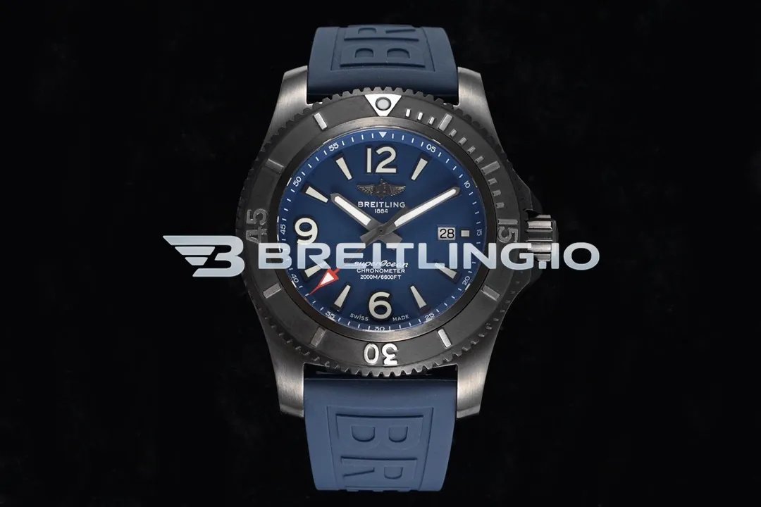 Breitling Superocean M17368D71C1S1 46mm Blue Dial Black DLC-Coated Stainless Steel Bezel 2824 Automatic Super Clone Front View
