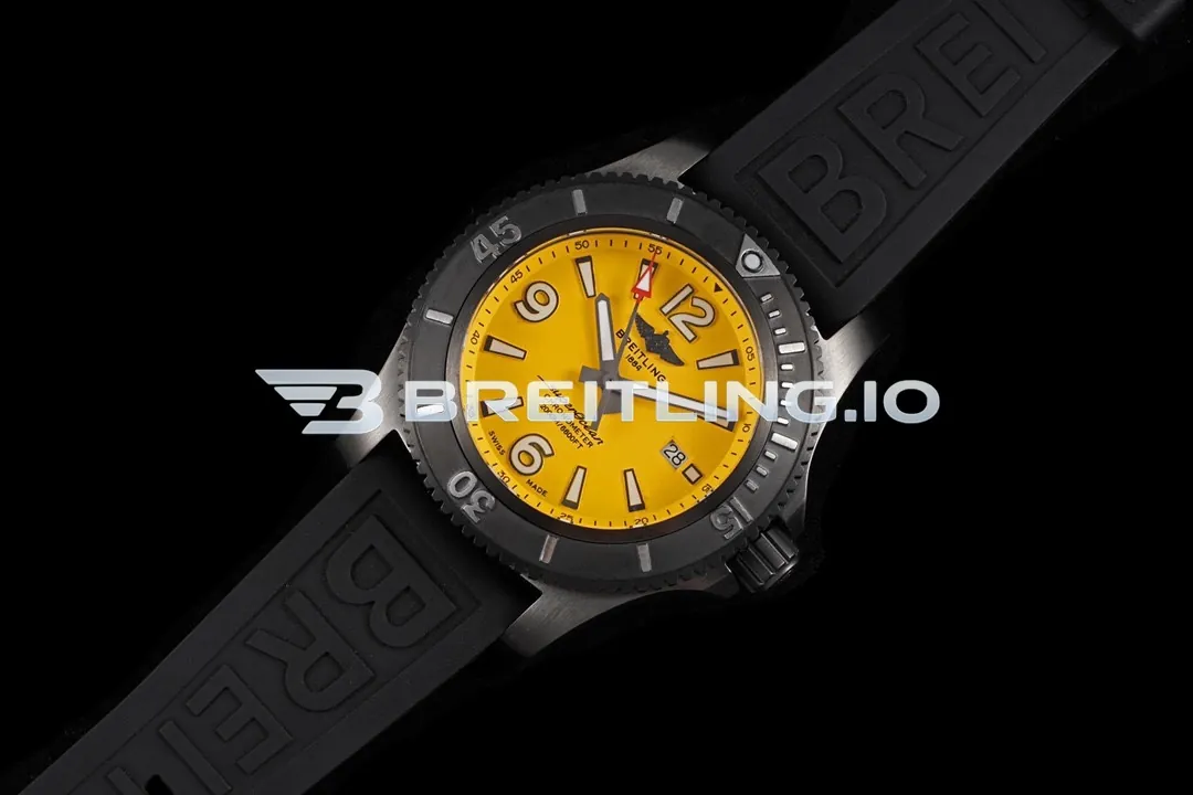 Breitling Superocean M17368D71I1S2 46mm Yellow Dial Black DLC-Coated Stainless Steel Case 2824 Automatic Replica Side View