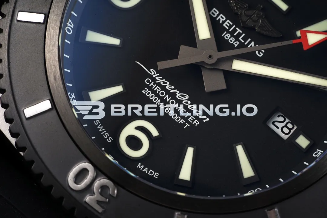 Breitling Superocean M17368B71B1S1 46mm Black Dial Black DLC-Coated Stainless Steel Case Black Rubber Strap 2824 Automatic Super Clone Dial Detail 3