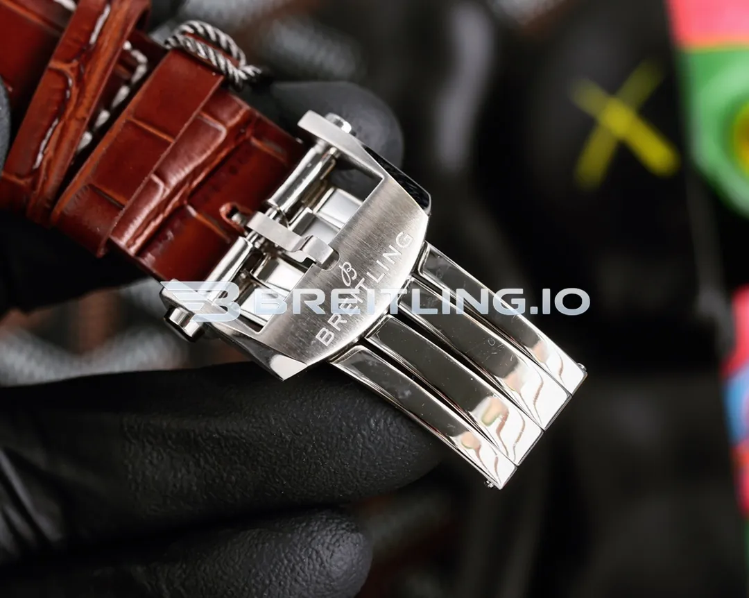 Breitling Premier Chronograph Pistachio AB0930D31L1P1 42mm Pistachio Green Dial Polished Stainless Steel Case Brown Leather Strap Replica Clasp