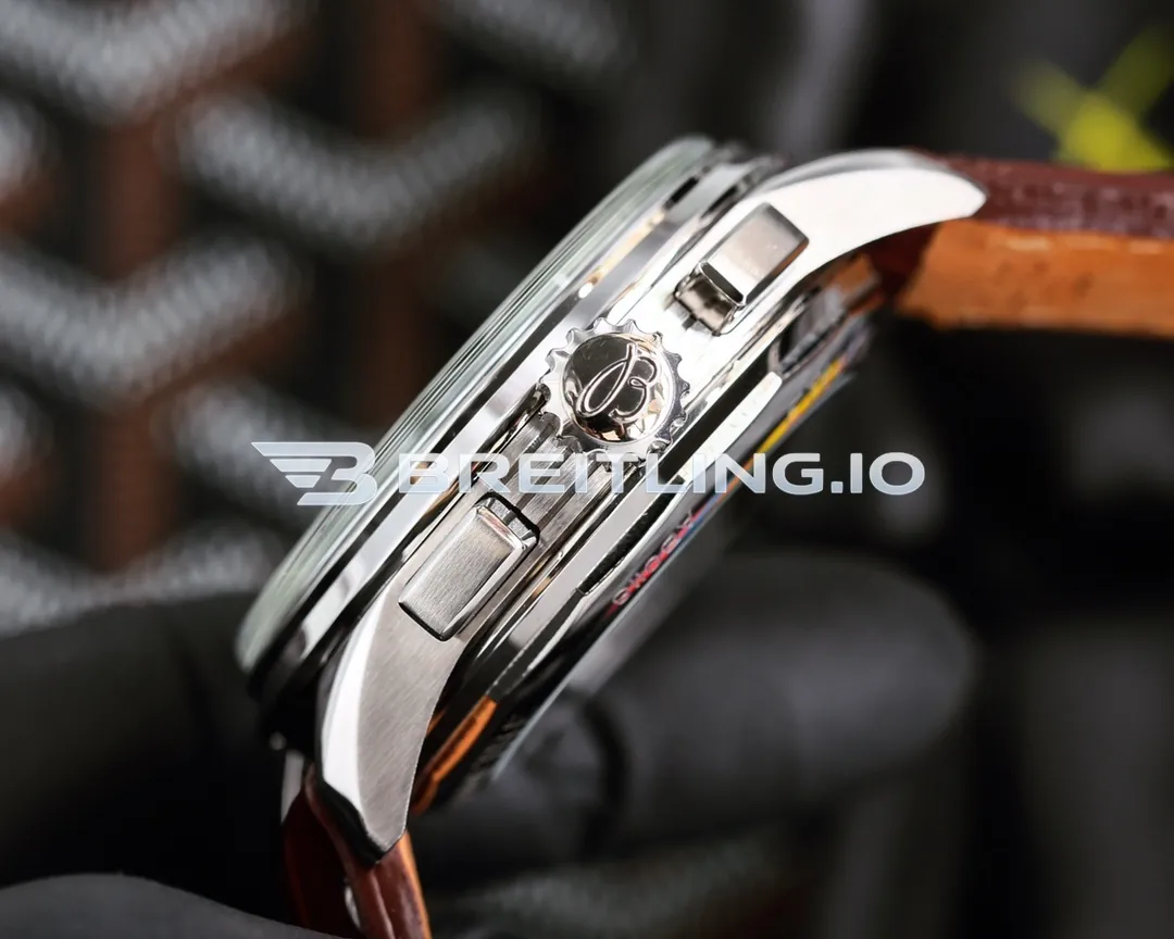 Breitling Premier Chronograph Pistachio AB0930D31L1P1 42mm Pistachio Green Dial Polished Stainless Steel Case Brown Leather Strap Replica Right View