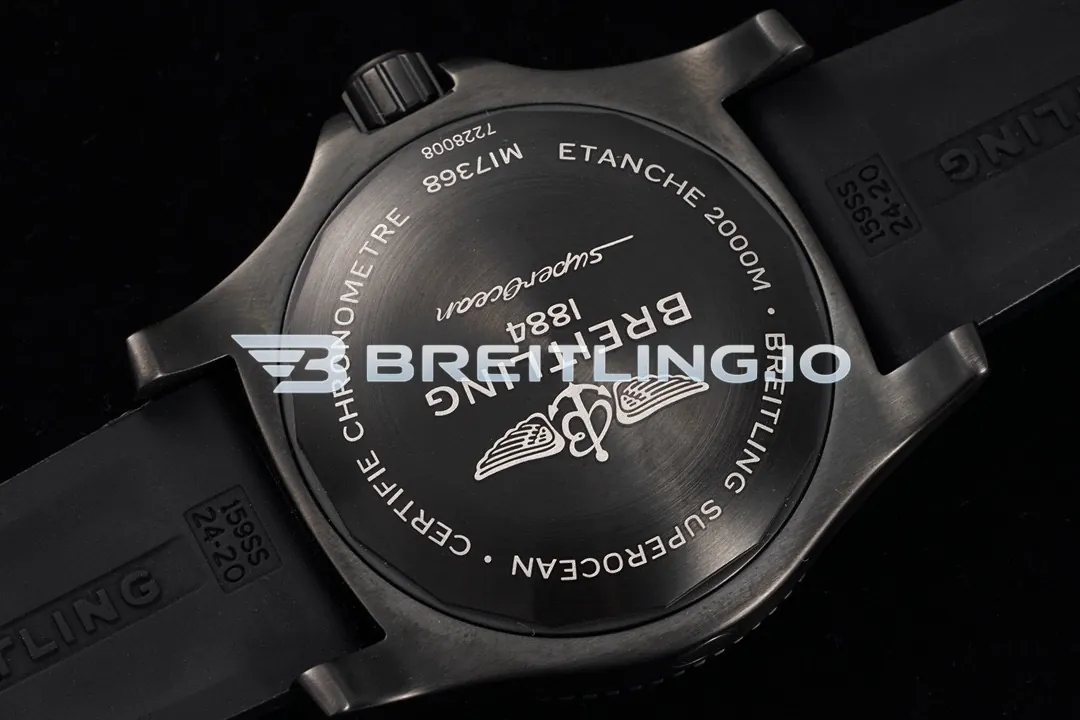 Breitling Superocean M17368B71B1S1 46mm Black Dial Black DLC-Coated Stainless Steel Case Black Rubber Strap 2824 Automatic Super Clone Back View