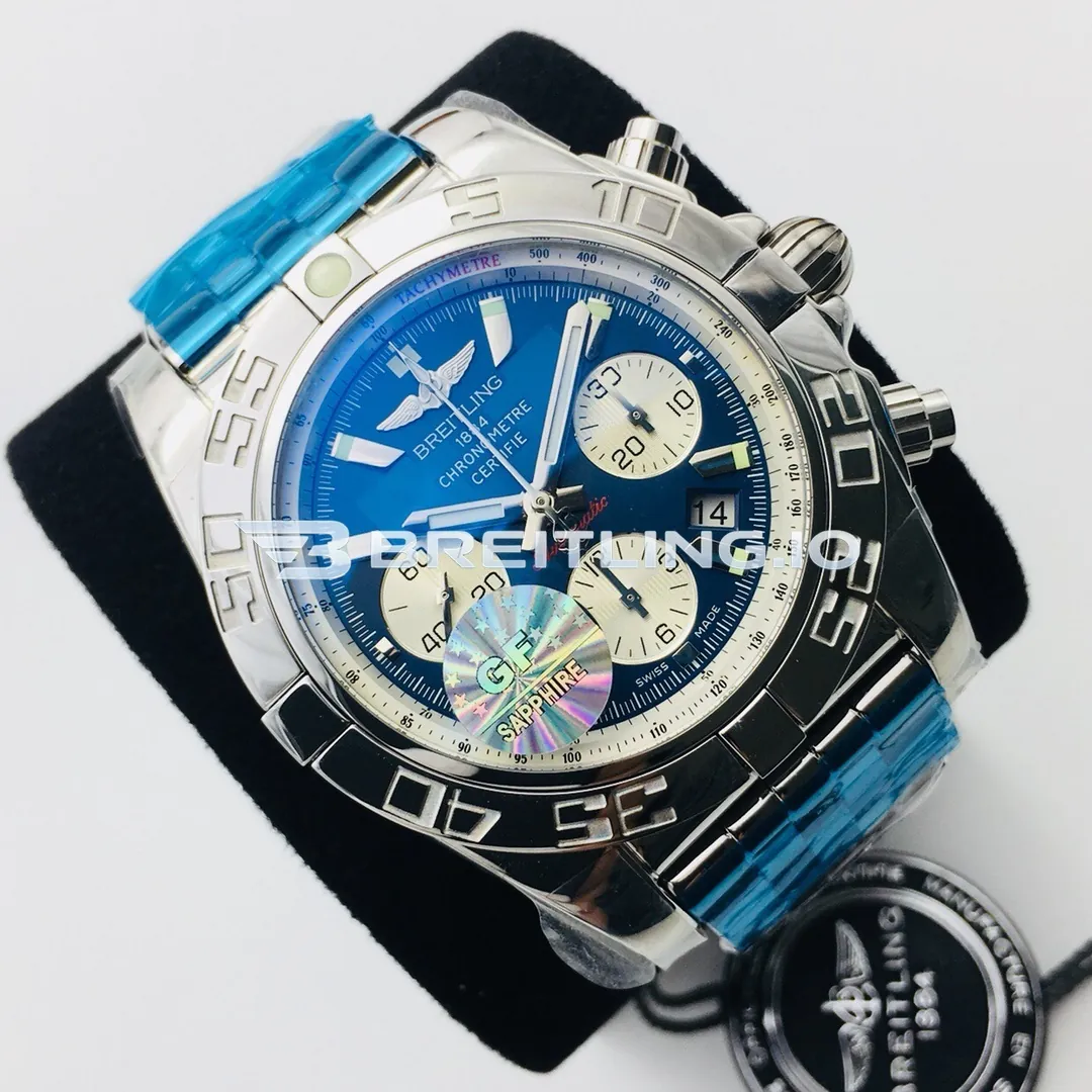 Breitling Chronomat AB011012C788 Chronograph 43mm Dark Blue Dial Stainless Steel Bracelet 7750 Automatic Super Clone Side View 1