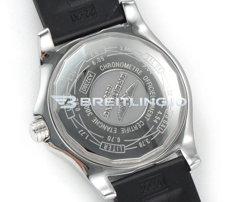Breitling Avenger II GMT A3239011/BC34 43mm Black Dial 316L Stainless Steel Case Black Rubber Strap Super Clone Back View
