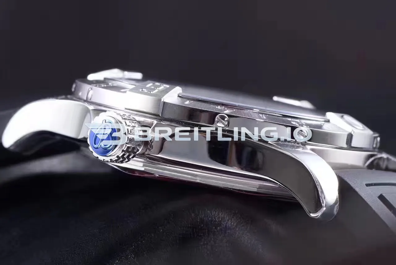 Breitling Avenger II GMT A3239011/G778 43mm White Dial 316L Stainless Steel Case Black Rubber Strap Replica Right View