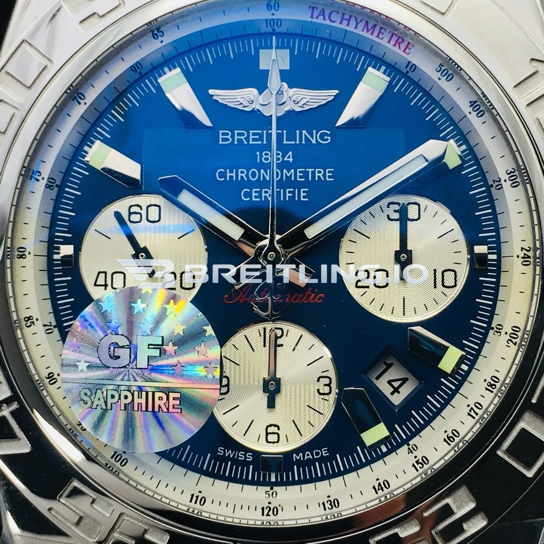 Breitling Chronomat AB011012C788 Chronograph 43mm Dark Blue Dial Stainless Steel Bracelet 7750 Automatic Super Clone Dial Detail 1