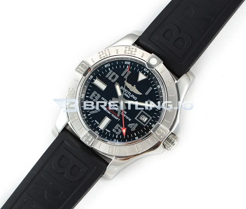 Breitling Avenger II GMT A3239011/BC34 43mm Black Dial 316L Stainless Steel Case Black Rubber Strap Super Clone Side View 2