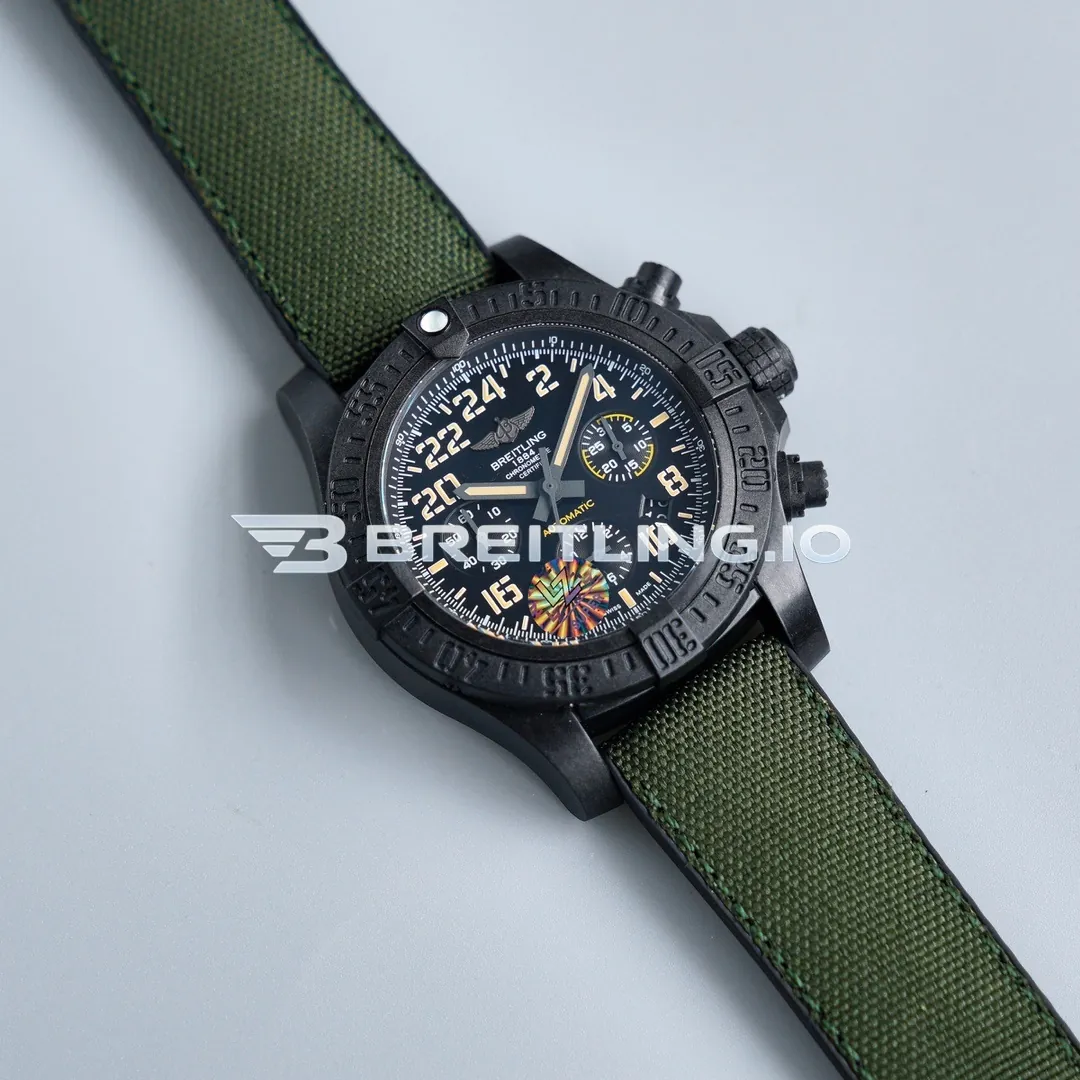 Breitling Avenger XB12101A/BF46-283S Chronograph 45mm Black Dial Breitlight Case Green Fabric Strap Automatic Replica Dial Detail 1
