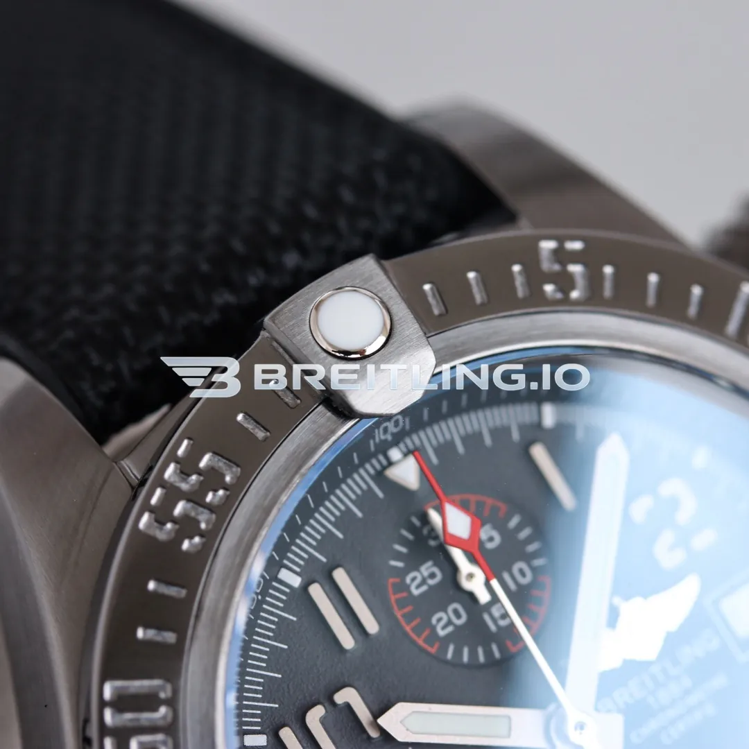 Breitling Avenger E13383101M1W1 Chronograph 45mm Anthracite Dial Brushed Titanium Case Black Fabric Strap 7750 Automatic Super Clone Dial Detail 1