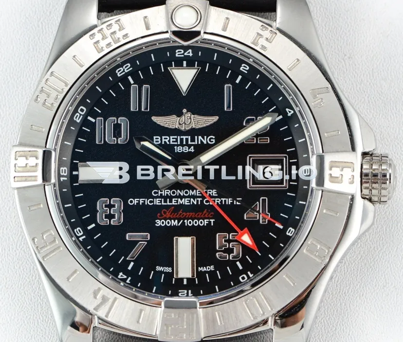 Breitling Avenger II GMT A3239011/BC34 43mm Black Dial 316L Stainless Steel Case Black Rubber Strap Super Clone Dial Detail 1